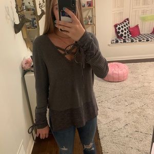 Anama gray waffle sweater!